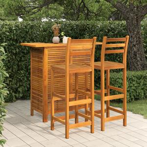 Hugo Solid Wood Garden Bar Table And Bar Chairs With Backrest