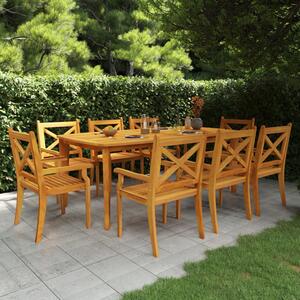 Narvon Large Wooden 9 Piece Garden Dining Set In Natural