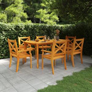 Narvon Small Wooden 7 Piece Garden Dining Set In Natural