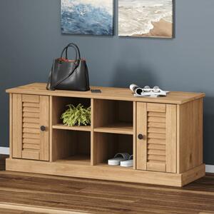 Vega Pinewood Shoe Storage Bench With 2 Doors In Brown