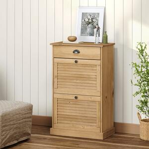 Vega Pinewood Shoe Storage Cabinet With 2 Flap Doors In Brown