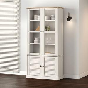 Vega Pinewood Display Cabinet With 2 Glass Doors In White