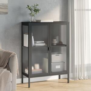 Piper Glass And Steel Sideboard With 2 Doors In Black