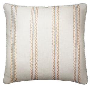 Rhubarb Stone, Sustainable Feather, Cushion, 55cm x 55cm, Sky - Andrew Martin Linen & Linen Blend Stripe