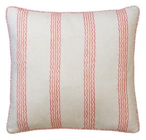 Rhubarb Geranium, Sustainable Feather, Cushion, 55cm x 55cm - Andrew Martin Linen & Linen Blend Stripe
