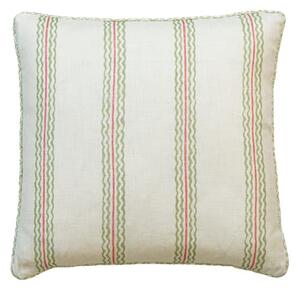 Rhubarb Fennel, Sustainable Feather, Cushion, 55cm x 55cm - Andrew Martin Linen & Linen Blend Stripe