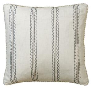 Rhubarb Cloud, Sustainable Feather, Cushion, 55cm x 55cm, Stone - Andrew Martin Linen & Linen Blend Stripe