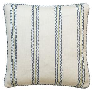Rhubarb Iris, Sustainable Feather, Cushion, 55cm x 55cm - Andrew Martin Linen & Linen Blend Stripe