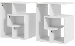 HOMCOM 3 Tier Side Table, End Table with Open Storage Shelves, Coffee Table Organiser for Living Room, Set of 2, White