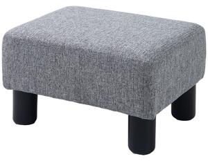 HOMCOM Soft Linen Fabric Pouffe, Square Footrest Stool with Plastic Legs, Compact, Grey