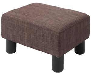 HOMCOM Ottoman Footstool, Linen Fabric Cube with Plastic Legs, Compact, Versatile, Brown