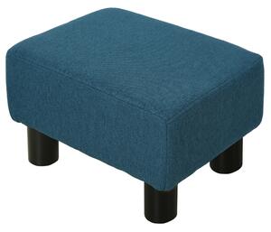 HOMCOM Linen Fabric Ottoman Footstool, Cube Design with 4 Plastic Legs, Comfortable Seating, Blue