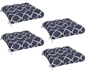 Outsunny Replacement Cushions: 4-Piece Indoor Outdoor Seat Pads with Ties for Patio Chairs, Blue