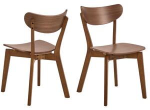 Riga Walnut Wooden Dining Chairs In Pair