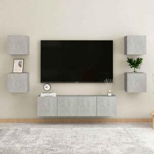 Beaverton 120cm Wooden 6 Piece Entertainment Unit In Concrete Grey