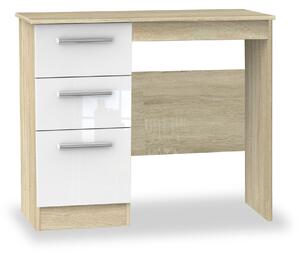Blakely Glossy White & Light Oak 3 Drawer Dressing Table | Roseland