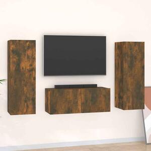 Beaverton 80cm Wooden 3 Piece Entertainment Unit In Smoked Oak