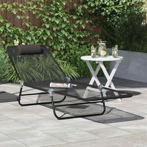 Zavira Garden Textilene Folding Sun Lounger in Black