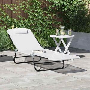 Zavira Garden Textilene Folding Sun Lounger in Cream