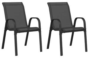 Zelaro Garden Black Textilene Fabric Dining Chairs in Pair