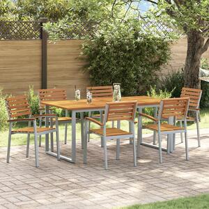 Zivora Garden Acacia Wood 180cm Dining Table with 6 Chairs in Grey and Brown