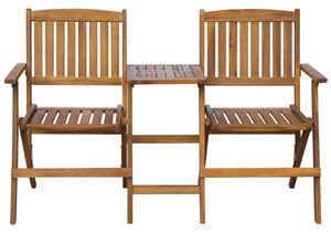 Zaviso Garden Acacia Wood Folding Chairs with Tea Table in Brown
