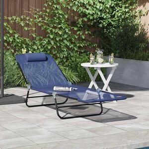 Zavira Garden Textilene Folding Sun Lounger in Navy Blue