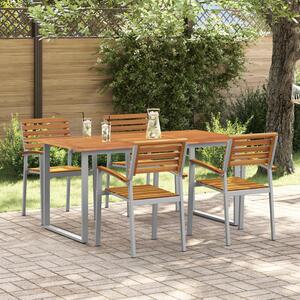 Zivora Garden Acacia Wood 160cm Dining Table with 4 Chairs in Grey and Brown