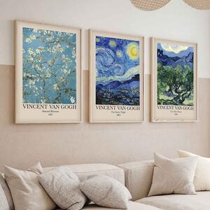Sapphira Wooden 20x30cm Starry Night and Blossoms Art Frame Set of 3 Multicolour