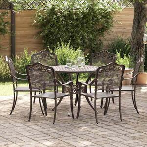 Zanaro Garden Aluminium Dense Mesh Dining Table with 6 Chairs in Bronze