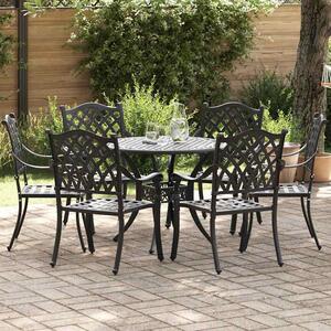 Zanaro Garden Aluminium Angled Mesh Dining Table with 6 Chairs in Black