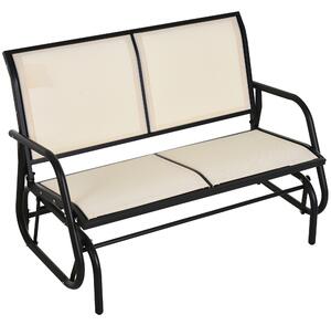 Outsunny Gliding Patio Loveseat: Double Swing Bench for Alfresco Seating, Powder-Coated Steel Frame, Beige