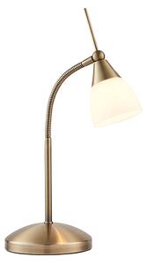 Range White Glass Touch Task Table Lamp In Antique Brass