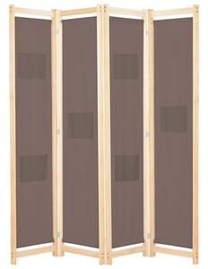 Gavyn Fabric 4 Panels 160cm x 170cm Room Divider In Brown