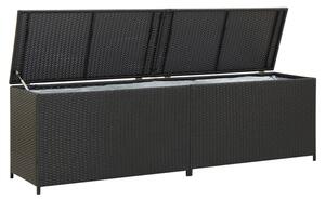 Ijaya 200cm Poly Rattan Garden Storage Box In Black