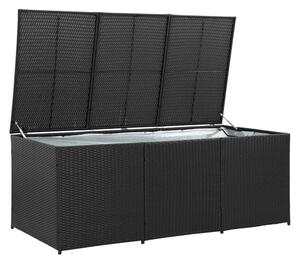 Ijaya 180cm Poly Rattan Garden Storage Box In Black