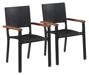 Ekani Outdoor Brown And Black Rattan Dining Chairs In A Pair