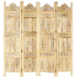 Fauci Mango Wood 4 Panels 160cm x 165cm Room Divider In Natural