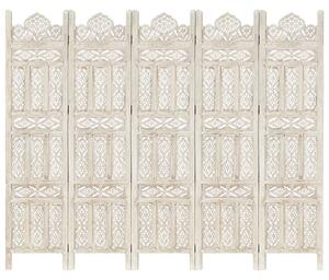 Fauci Mango Wood 5 Panels 200cm x 165cm Room Divider In White