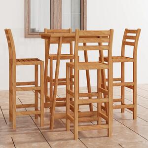 Ailis Outdoor Wooden Bar Table With 4 Stools In Acacia