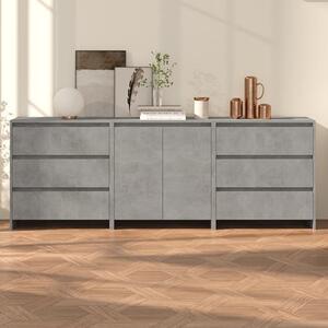 Pepa Wooden Sideboard With 2 Doors 6 Drawers In Concrete Effect