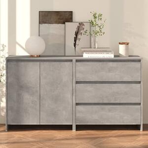 Pepa Wooden Sideboard With 2 Doors 3 Drawers In Concrete Effect
