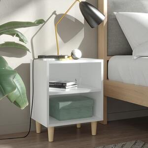 Pilis Wooden Bedside Cabinet In White With Natural Legs