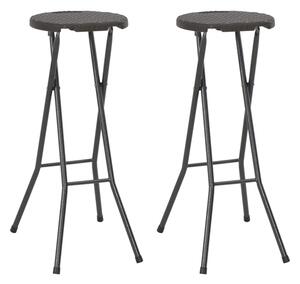 Alaia Outdoor Brown Rattan Folding Bar Stools In A Pair
