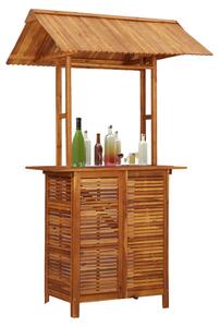Cassidy Outdoor Wooden Bar Table With Rooftop In Brown