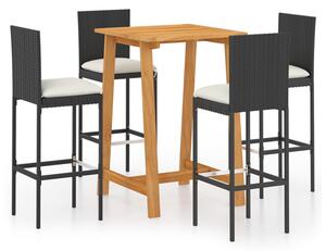 Roslyn Square Wooden Bar Table With 4 Audriana Black Chairs