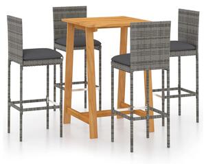 Roslyn Square Wooden Bar Table With 4 Audriana Grey Chairs