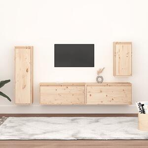 Balint Solid Pinewood Entertainment Unit In Natural