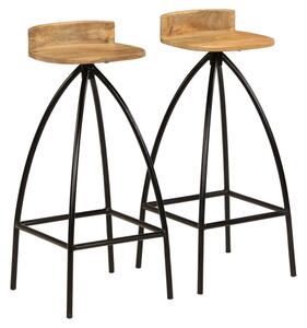Aitana Natural Wooden Bar Stools With Steel Frame In A Pair