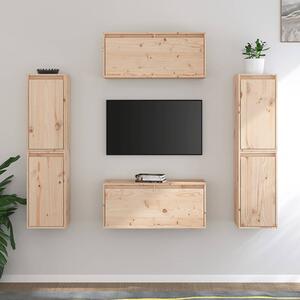 Akos Wall Hung Solid Pinewood Entertainment Unit In Natural